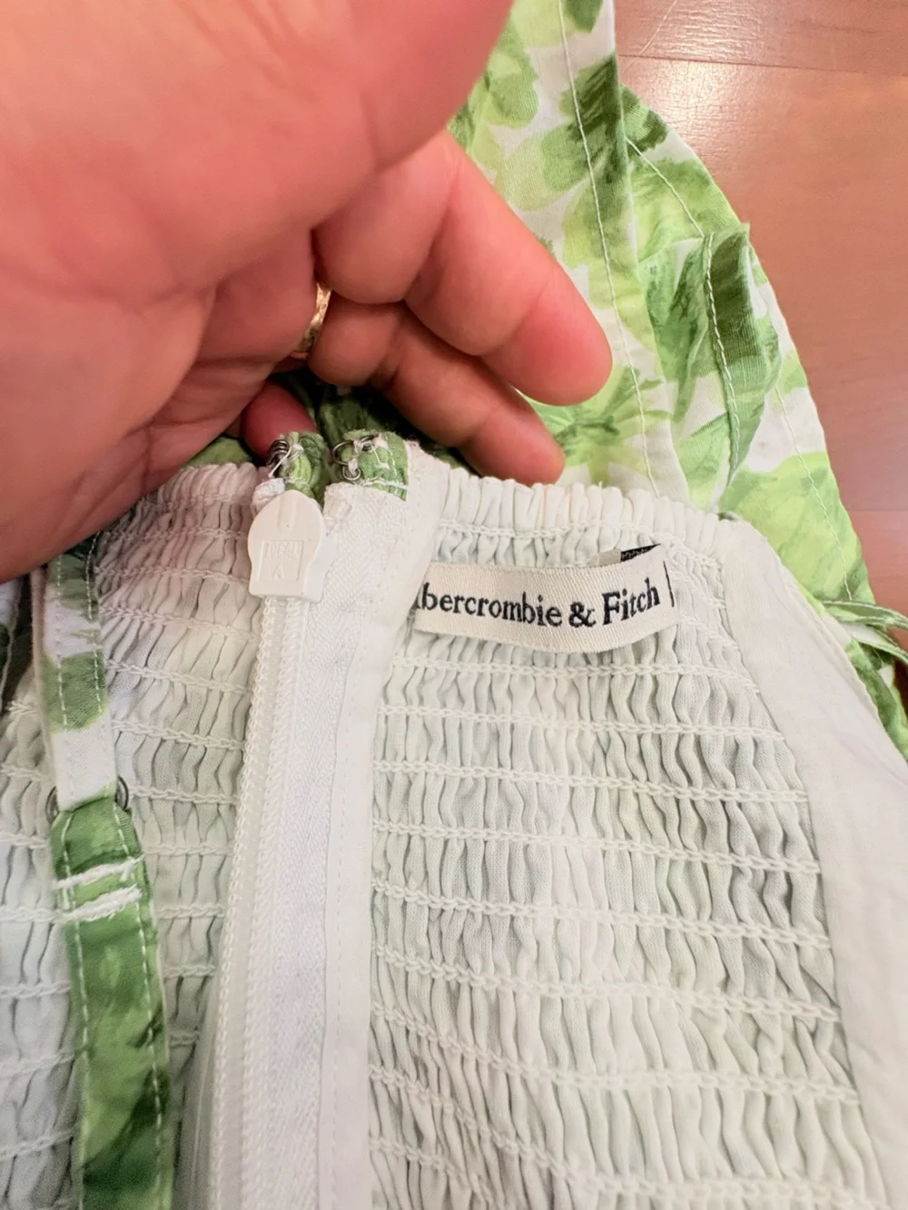 Abercrombie & Fitch White and Green Floral Maxi Dress